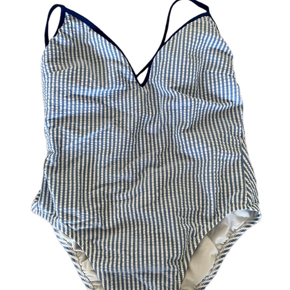 J. Crew Swim Jcrew Seersucker Baby Blue Bathing Suit Size Used But